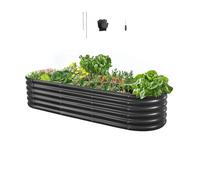 VEVOR Cama Elevada de Jardín 200 x 60 x 42 cm Ovalada, Jardinería Elevada de Metal con Base Abierta para Cultivo de Flores Plantas Hierbas Huerto con Accesorios para Jardín Terraza Patio Balcón