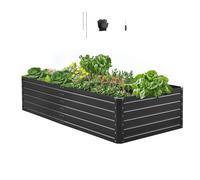 VEVOR Cama Elevada de Jardín 203,2 x 101,6 x 47 cm, Jardinería Elevada Placa de Galvalume para Cultivo de Flores Plantas Hierbas Huerto Urbano, para Jardín Terraza Patio Balcón con Accesorios