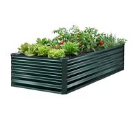 VEVOR Cama Elevada de Jardín 203 x 102 x 46 cm Rectangular, Arriate de Jardín de Metal con Fondo Abierto, para Cultivo de Flores Plantas Verduras con Accesorios para Patio Balcón, Verde Oscuro