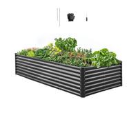 VEVOR Cama Elevada de Jardín 240 x 120 x 60 cm, Jardinería Elevada de Metal con Base Abierta para Cultivo de Flores, Plantas, Hierbas, Huerto con Accesorios para Jardín, Terraza, Patio, Balcón