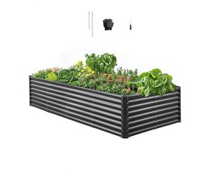 VEVOR Cama Elevada de Jardín 240 x 120 x 60 cm, Jardinería Elevada de Metal con Base Abierta para Cultivo de Flores, Plantas, Hierbas, Huerto con Accesorios para Jardín, Terraza, Patio, Balcón