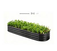 VEVOR Cama Elevada de Jardín 240 x 60 x 27 cm Ovalada, Jardinería Elevada de Metal con Base Abierta para Cultivo de Flores Plantas Hierbas Huerto con Accesorios para Jardín Terraza Patio Balcón