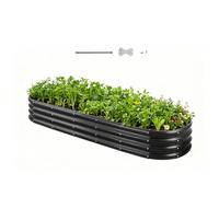 VEVOR Cama Elevada de Jardín 240 x 60 x 27 cm Ovalada, Jardinería Elevada de Metal con Base Abierta para Cultivo de Flores Plantas Hierbas Huerto con Accesorios para Jardín Terraza Patio Balcón