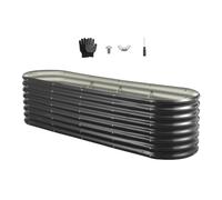 VEVOR Cama Elevada de Jardín 240 x 60 x 60 cm Ovalada, Arriate de Jardín de Metal con Fondo Abierto, para Cultivo de Flores Plantas Verduras con Accesorios para Patio, Balcón, Terraza, Gris Oscuro