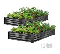 VEVOR Cama Elevada de Jardín 240x120x30 cm Rectangular, Arriate de Jardín de Metal con Base Abierta, para Cultivo de Flores Plantas con Accesorios para Terraza Patio Balcón, 2 Piezas, Gris Oscuro