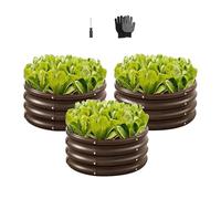 VEVOR Cama Elevada de Jardín 600 x 290 mm Redonda 3 Piezas, Jardinería Elevada de Metal con Base Abierta para Cultivo de Flores Plantas Hierbas Huerto con Accesorios para Jardín Terraza Patio Balcón
