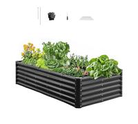 VEVOR Cama Elevada de Jardín, Arriate de Jardín de Metal con Fondo Abierto, para Cultivo de Flores Plantas Verduras con Accesorios para Patio, Balcón, Terraza (Gris Oscuro, 1800 x 900 x 430 mm)