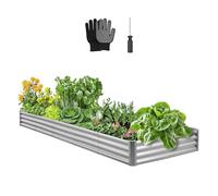 VEVOR Cama Elevada de Jardín, Arriate de Jardín de Metal con Fondo Abierto, para Cultivo de Flores Plantas Verduras con Accesorios para Patio, Balcón, Terraza (Plata, 3600 x 1200 x 290 mm)