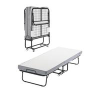 VEVOR Cama Plegable de 790 x 1900 x 396 mm con Colchón de 10 cm, Cama Plegable Individual con Estructura de Metal y Colchón de Espuma Viscoelástica, Cama Plegable de Carga de 136,1 kg, Blanco