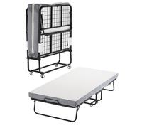 VEVOR Cama Plegable de 965 x 1900 x 396 mm con Colchón de 100 mm, Cama Plegable Individual con Estructura de Metal y Colchón de Espuma Viscoelástica, Cama Plegable de Carga de 204,1 kg, Blanco