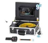 VEVOR, cámara de inspección de tuberías de 20 metros con monitor LCD de 9 pulgadas, DVR, sistema de cámara para inspección de tuberías y desagües, resistente al agua, incluye tarjeta SD de 8G (20 metr