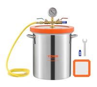 VEVOR Cámara de Vacío 3 Gal 11,4 L Bomba de Vacío Tapa de Vidrio Templado Cámara de Desgasificación de Acero Inoxidable 304 Contenedor de Vacío para Estabilización de Madera Resina de Silicona