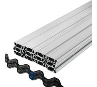 VEVOR Canal de Bloqueo de Aleación de Aluminio Alambre de Resorte de PE y Hierro para Invernadero 50 Combos Perfil Sujetador 2 m Perfil de Aluminio para Partición de Invernaderos Canal en forma de U