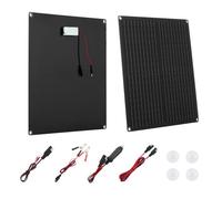 VEVOR Cargador de Batería Solar 30 W, con Células Monocristalinas, Controlador Inteligente Integrado y Cables de Conexión, Resistente al Agua IP67, Portátil, para Coches, Barcos y Autocaravanas
