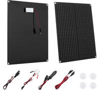 VEVOR, Cargador de batería solar de 30 W y 12 V, kit de panel solar monocristalino con controlador inteligente integrado y 3 cables de conexión, portátil para vehículos recreativos, automóviles, motoc