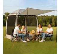 VEVOR Carpa Plegable con Mosquitera, 1825 x 1825 x 2200 mm, 4-6 Personas, Polígono 4 Lados, con Toldo Extensible, Bolsa de Transporte, Laterales de Malla, para Relajarse, Leer o Descansar, Beige