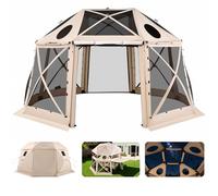 VEVOR Carpa Plegable de 13 Lados 4,57 x 4,57 m, Pérgola de Jardín con Techo Desmontable y Bolsa de Transporte, Carpa de Exterior para 12 a 15 Personas, para Fiesta, Camping, Playa, Patio, Beige