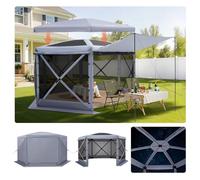 VEVOR Carpa Plegable de Lados, Pérgola de Jardín con Techo Desmontable y Bolsa de Transporte, Carpa de Exterior para Personas, para Fiesta, Camping, Playa, Patio (Gray, 12 x 12 ft)