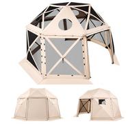VEVOR Carpa Plegable de Lados, Pérgola de Jardín con Techo Desmontable y Bolsa de Transporte, Carpa de Exterior para Personas, para Fiesta, Camping, Playa, Patio (Beige, 12 x 12 ft)