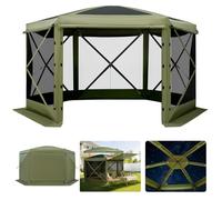 VEVOR Carpa Plegable de Lados, Pérgola de Jardín con Techo Desmontable y Bolsa de Transporte, Carpa de Exterior para Personas, para Fiesta, Camping, Playa, Patio (Army Green, 12 x 12 ft)