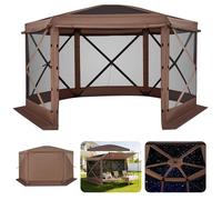 VEVOR Carpa Plegable de Lados, Pérgola de Jardín con Techo Desmontable y Bolsa de Transporte, Carpa de Exterior para Personas, para Fiesta, Camping, Playa, Patio (Brown, 12 x 12 ft)