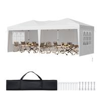 VEVOR Carpa Plegable Emergente de 5,9 x 2,96 x 2,65 m, Carpa Plegable Instantánea Portátil con Paredes Laterales y Ventanas Ventiladas, 3 Configuraciones de Altura para Jardín Exterior, Patio, Blanco