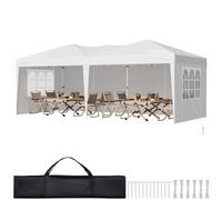 VEVOR Carpa Plegable Emergente de 5,9 x 2,96 x 2,65 m, Carpa Plegable Instantánea Portátil con Paredes Laterales y Ventanas Ventiladas, 3 Configuraciones de Altura para Jardín Exterior, Patio, Blanco
