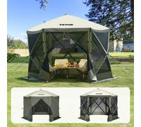 VEVOR Carpa plegable para cenador, carpa con pantalla emergente, toldo de 6 lados, refugio solar con 6 paños de viento de privacidad extraíbles y ventanas de malla, carpa con pantalla de instalación r