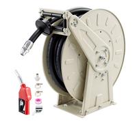 VEVOR Carrete de Manguera de Combustible de 19,05 x 9900 mm 300 PSI, con Resorte de Trinquete, Giro Automático, Base de Acero, Enrollador de Manguera Retráctil para Diésel Taller Estación de Servicio