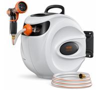 VEVOR Carrete de Manguera Retráctil Giratorio de 180° Carrete Automático de Manguera Montado en Pared Manguera Enrollable Automática 35 m x 12 mm para Regar Césped Jardín, Lavar Auto, Bañar Mascota