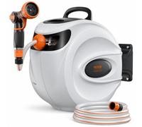 VEVOR Carrete de Manguera Retráctil Giratorio de 180° Carrete Automático de Manguera Montado en Pared Manguera Enrollable Automática 25 m x 12 mm para Regar Césped Jardín, Lavar Auto, Bañar Mascota