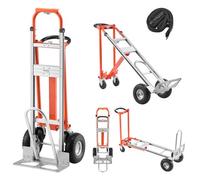 VEVOR Carretilla de Mano Plegable de Aleación de Aluminio, Carro Plegable con Ruedas Carga Máxima de 453,6 kg, Convertible con Asa y Ruedas Antideslizantes, para Mudanzas de Casa, Oficina, Almacén