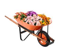 VEVOR Carretilla para Jardín Carga de 120 kg Carro de Descarga con 1 Rueda de 40 cm y Asa Carro Utilitario de Fácil Carga Carrito para Césped al Aire Libre, Patio, Granja, Naranja y Negro