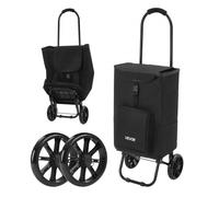 VEVOR Carrito de la Compra Plegable 35 kg con Ruedas y Bolsa Isotérmica con Mango Telescópico Ajustable, 5 Bolsillos, Marco de Acero y Base Abierta para Transportar Carga, Supermercado y Viajes, Negro