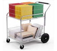 Carro rodante para archivos VEVOR, de 2 niveles, carro de metal con ruedas fijas, ideal para archivos de oficina, organizador de documentos robusto, capacidad de carga de 120 kg, dimensiones: 95,4 x 5
