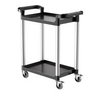 VEVOR Carrito Multiusos, Carga de 136 kg, Carrito Multiusos de Plástico 800 x 410 x 945 mm de 2 Niveles con Ruedas Giratorias de 360° (2 con Frenos), para Almacén, Restaurante, Cocina, Negro
