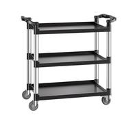 VEVOR Carrito Multiusos, Carga de 226 kg, Carrito Multiusos de Plástico 1060 x 490 x 980 mm de 3 Niveles con Ruedas Giratorias de 360° (2 con Frenos), para Almacén, Restaurante, Cocina, Negro