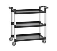 VEVOR Carrito Multiusos, Carga de 150 kg, Carrito Multiusos de Plástico 1060 x 490 x 980 mm de 3 Niveles con Ruedas Giratorias de 360° (2 con Frenos), para Almacén, Restaurante, Cocina, Negro