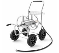 VEVOR Carro Carrete de Tubería Capacidad de Manguera de Agua 1,5 cm y 76 m, Herramientas Móviles con 4 Ruedas, Plantación Exterior Acero Revestimiento en Polvo Cesta de Almacenamiento para Jardín