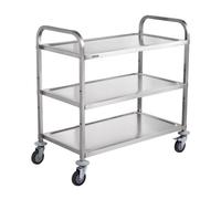 VEVOR Carro con Ruedas de 3 Niveles Carro de Almacenamiento Multifuncional de Acero Inoxidable 94x49,5x93 cm Carga 100 kg Ruedas con Bloqueo 6 Ganchos para Almacenamiento Lavadero Cocina Restaurante