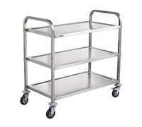 VEVOR Carro con Ruedas de 3 Niveles Carro de Almacenamiento Multifuncional de Acero Inoxidable 94x49,5x93 cm Carga 100 kg Ruedas con Bloqueo 6 Ganchos para Almacenamiento Lavadero Cocina Restaurante