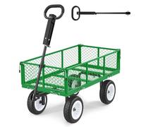 VEVOR Carro de Jardín con Ruedas, Carro de Mano Capacidad Máxima 408 kg, Acero Reforzado con Neumáticos, Asa Ajustable, Paneles Laterales Desmontables para Exterior Transporte de Carga Pesada, Verde