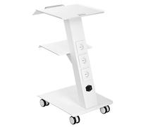 VEVOR Carro de Laboratorio, Carro de Servicio Médico con Enchufe Incorporado, Postre Móvil de Metal de 3 Capas, con Ruedas Giratorias, Carga 100 kg, para Laboratorio, Clínica, Belleza, Salón