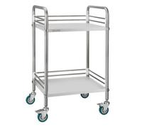 VEVOR Carro de Laboratorio de Acero Inoxidable 2 Niveles con Ruedas Bloqueables, Bandeja de Almacenamiento Móvil Resistente para Hospitales, Restaurantes, Cocinas, Salones, 515 x 410 x 870 mm