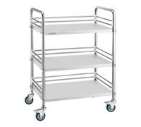 VEVOR Carro de Laboratorio de Acero Inoxidable 3 Niveles con Ruedas Bloqueables, Bandeja de Almacenamiento Móvil Resistente para Hospitales, Restaurantes, Cocinas, Salones, 615 x 410 x 870 mm