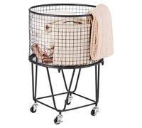 VEVOR Carro de Lavandería Redondo, para la Ropa Sucia con Ruedas Giratorias de 360°, 40 L, Carga de 27 kg, de Acero al Carbono, para Compras, Camping, Comestibles, Equipaje, Clasificador de Ropa