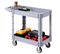 VEVOR Carro de Servicio Capacidad de 250 kg 2 Niveles Estantes de PP, Carro de Almacenamiento de Herramientas con Ruedas, Bandeja, Bloqueo, Carrito Utilitario para Patio, Garaje, Almacén y Oficina