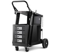 VEVOR Carro de Soldadura de 2 Niveles Carrito para Soldadura de 4 Cajones Carga de 120kg Ruedas Giratorias de 360° Cadenas Seguridad Depósitos Carro de Soldadura MIG sobre Ruedas para Taller de Plasma