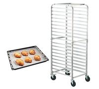 VEVOR Carro para bandejas de pan de 20 niveles, estante de panadería comercial con ruedas de freno, carro de almacenamiento de aluminio para bandejas completas de media hoja, equipo para hornear pan