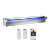 VEVOR Cascada de Agua de Acero Inoxidable 60 x 11.4 x 7.8 CM Fuente de Cascada Cascada Agua Acero Inoxidable Fuente Rectangular para Piscina con LED